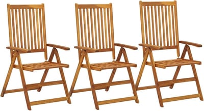 Verstelbare tuinstoelen - Houten stoelen - Buiten zitten - Massief hout - 3 stuks - Houtkleur