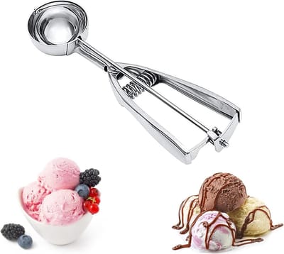 Eenvoudige Trigger RVS IJslepel voor Perfecte Bollen - Ideaal voor IJs, Cupcakes, Fruit en Gehaktballen - 5CM