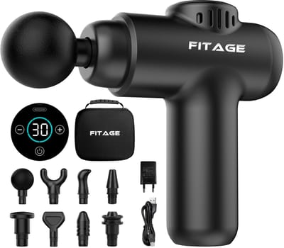 FITAGE Massage Gun Mini - 8 Opzetstukken - Professioneel Massage Apparaat - Massage Pistool 30 Standen - Massageapparaat - Massagegun