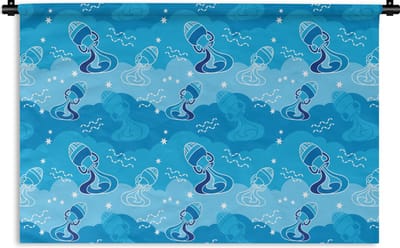 Wandkleed - Wanddoek - Aquarius - Design - Zodiac - 180x120 cm - Wandtapijt