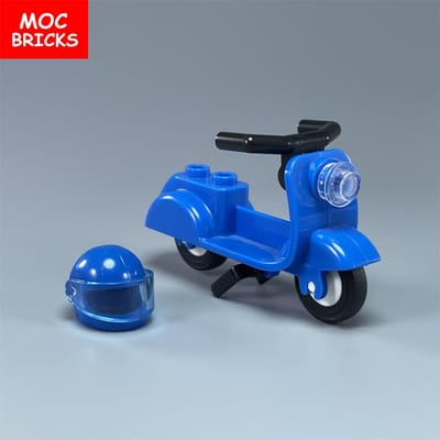 MOC City Sport Rijden Fiets Scooter Motorfiets Helm Assemblage Bouwstenen compatibel met 15396c01 Speelgoed kinder cadeaus