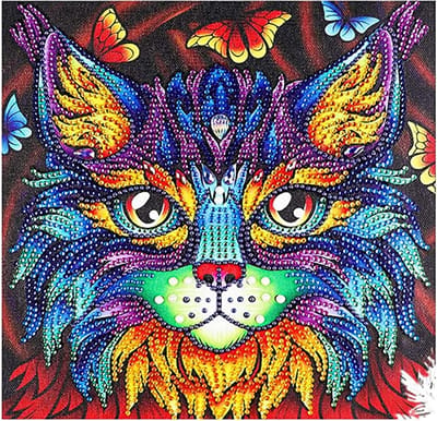 DIY - 5D Diamantschilderij Kit - Kat & Bloem - 30x30cm - Inclusief Gereedschap En Diamanten - Ronde Diamant Painting Kunstwerk - HD Canvas - Perfect voor Thuisdecoratie
