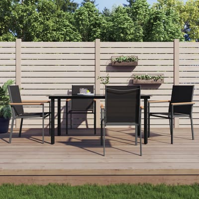 vidaXL - 5-delige - Tuinset - textileen - en - staal - zwart