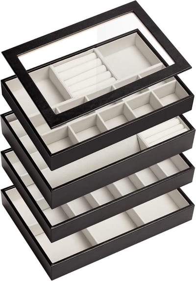 Stapelbare Sieradendoos met Lades - Platte Opbergdoos voor Dames | Sieraden Organizer