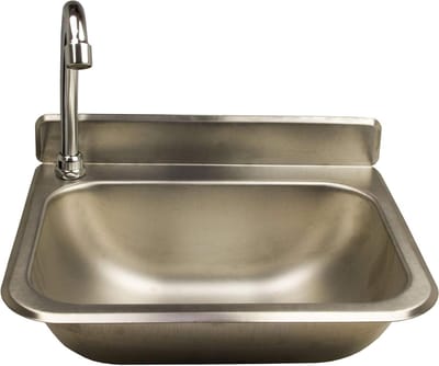 Wastafel Gastronomie - RVS Handenwas - Hygiënisch Werken - Compleet Met Kraan - 38x19x30cm - Zilverkleurig
