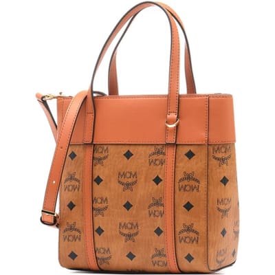 MCM Monogram Print Nieuwe Versie Tote Bag Canvas Met Kalfsleren Afwerking Dames Tote Bag Bruin Cognac MWPDSTA01CO001 Basic Set (Bag+Dust Bag) brown
