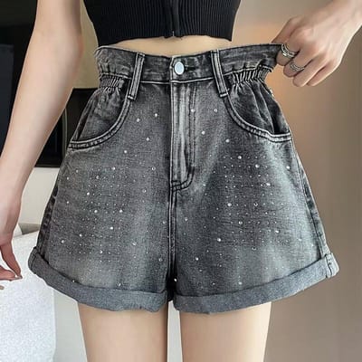 Stershorts voor Dames in de Zomer Dunne Mode Amerikaanse Sport Comfortabele Casual Broek voor Dames High Waist Shorts 3XL gray