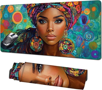 Grote Muismat - Bureaumat Gaming - Comfortabel Werken - Waterdicht Genaaid - 120x60cm - Afrika Print