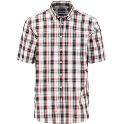 Fynch-Hatton Overhemd Combi Checks Button Down Light Khaki / male