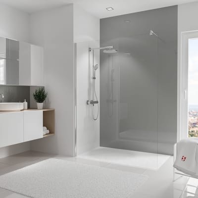 Schulte achterwand - Brio - hoogglans reflex grijs - 150x255 - zelf inkortbaar - wanddecoratie - muurdecoratie - badkamer wandpanelen - muurbekleding