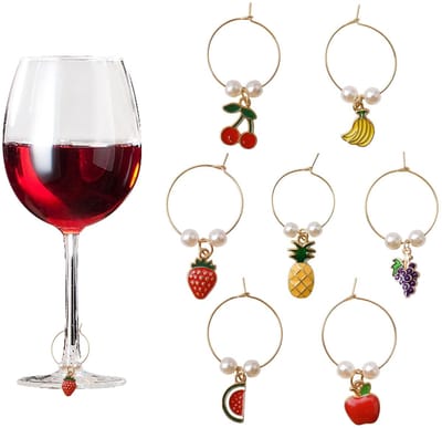 Dailygoods - Wijnglas Charms Ring - 7 Stuks Fruit Glas Marker voor Wijn
