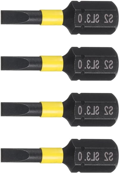 Schroevendraaier Bits - Platte Kop Bits - Mechanisch Onderhoud - Magnetische Grip - 4 Stuks 25mm - Zwart