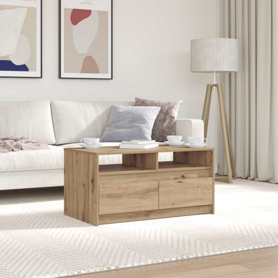 vidaXL - Salontafel - Ambachtelijk - Eiken - 90 - x - 50 - x - 45 - cm - Bewerkt - hout