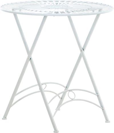 Ronde Inklapbare Tuintafel met Antiek Patina Ø71 cm - Wit Metalen Balkontafel