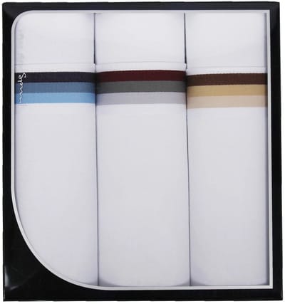 3-pack - Heren zakdoeken, Vintage White - Cadeauverpakking katoenen zakdoeken - 46 - Wit