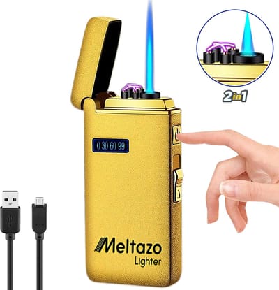 MELTAZO Aansteker, 2-in-1 Aansteker Elektrisch, Electric Lighter, Aansteker Elektrisch USB-C, Aansteker USB Oplaadbaar, Aansteker Windproof Elektrisch, Elektronische Aansteker, Plasma Aansteker, Elektrische Aansteker, 2-in-1 Aansteker Luxe voor Alles