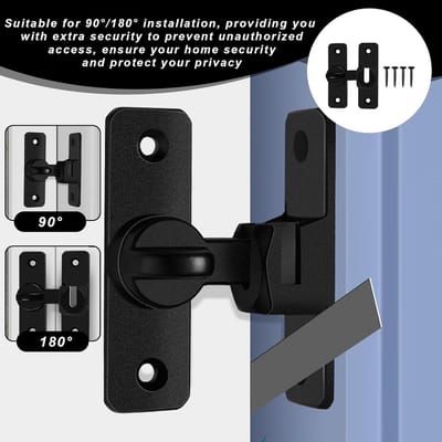 Dailygoods - Deurslot, schuifdeurslot, schuifdeur, vergrendelingsslot, deurslot, schuifdeur, complete set, geschikt voor keuken, tuin, slaapkamer (zwart)