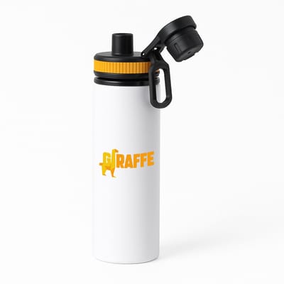 Hacebo® - giraffe logo geel waterfles met draaidop oranje - Giraffe - dieren liefhebber - iemand die houdt van giraffen - verjaardag - cadeau - kado - geschenk - water fles - 850ML