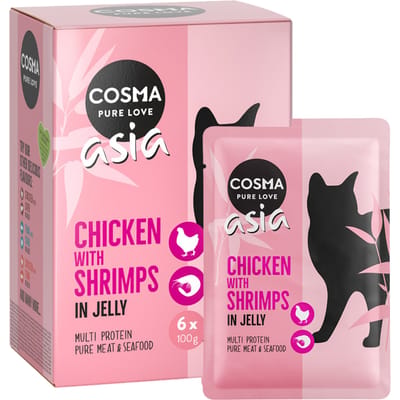 24x100g Maaltijdzakjes Kip & Garnalen Cosma Asia Kattenvoer
