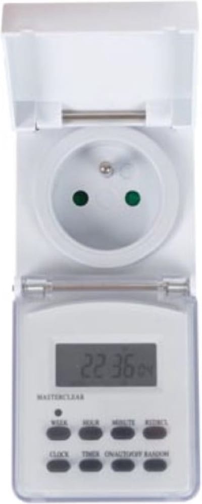 Perel Weektimer, digitaal, 230 V, 32 A, 3600 W, IP44, voor gebruik buitenshuis, Franse aarding type E, wit