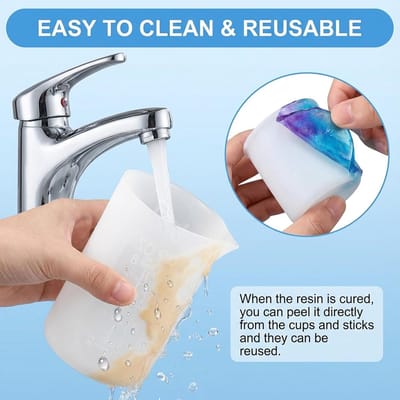 Maatbekers gietpoeder, 100 ml/250 ml siliconen beker om te gieten met schaalverdeling, mengbeker, epoxyhars met roerstaaf voor epoxyhars gietvormen, waxen, doe-het-zelf handgemaakt