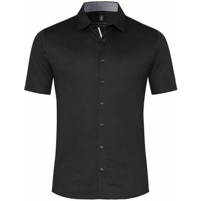 Desoto Overhemd Solid Color Short Sleeve Casual Kent Zwart / male