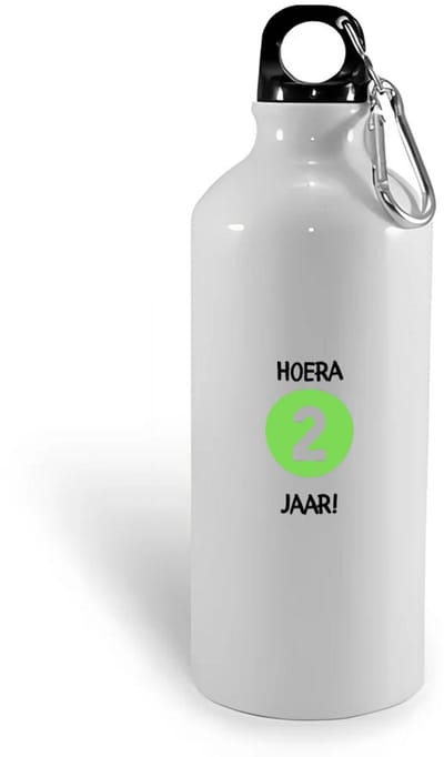 Hacebo® - Hoera 2 jaar waterfles - Verjaardag - Jarigen - Verjaardagscadeau - peuter - Happy birthday - water fles - 400ML