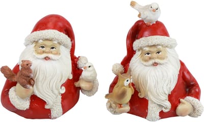 Kerstfiguren Kerstman met dieren 10x7x9cm 2st, 2 Stück