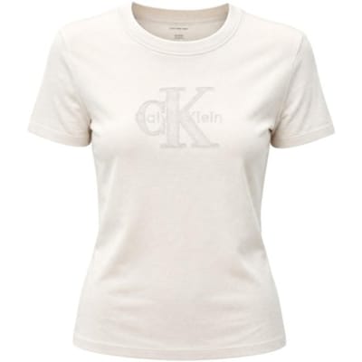 Calvin Klein Short Sleeve Baby Terry Hero Monogram Tofu Größe: S | Hemden Outlet | Damen