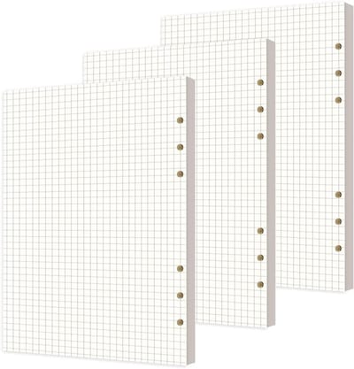 3 Packs Navullingen met 6 Gaten, A5 Papier met Ruitjes, Perfect voor Planner en Ringband, 21 x 14 cm, 240 Vellen