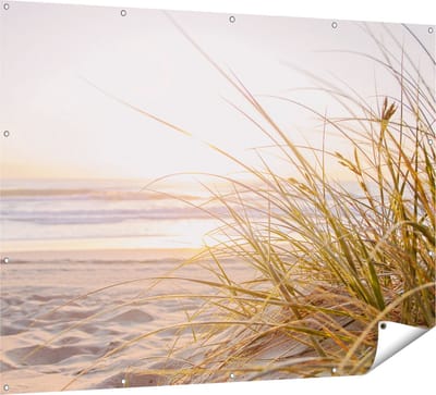 Gards Tuinposter Strand en Duinen tijdens Zonsondergang - 160x120 cm - Tuindoek - Tuindecoratie - Wanddecoratie buiten - Tuinschilderij