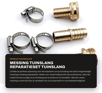Dailygoods- Tuinslang Reparatieset Messing - Slang Connector - RVS Klem - 5/8 Inch - Corrosiebestendig - Eenvoudig te gebruiken - Slangconnector
