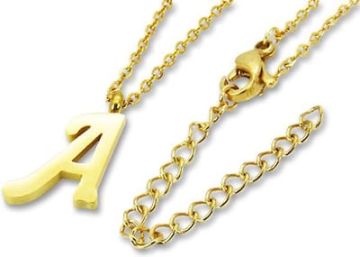Amanto Ketting Letter A Goldcolor - 316L Staal PVD - Alfabet - 16x10mm - 50cm