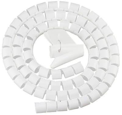 Dailygoods- Kabelspiraalslang 2,5 cm - Flexibele Kabelbeschermhoes - Kabelorganisatie - Spiraalwikkel-Organizer - Wit - Polyethyleen - Kabelgoot