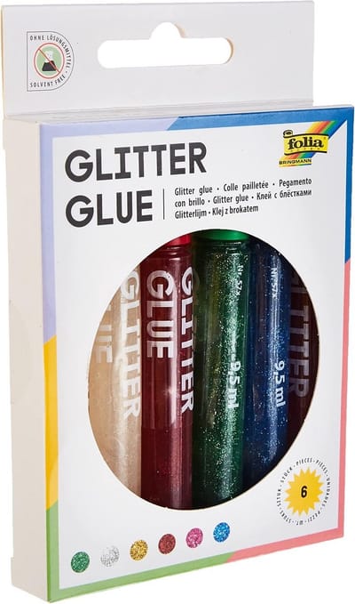 Set van 6 Glitterlijmstiften Assortiment in 6 Kleuren voor Knutselen en Decoratie