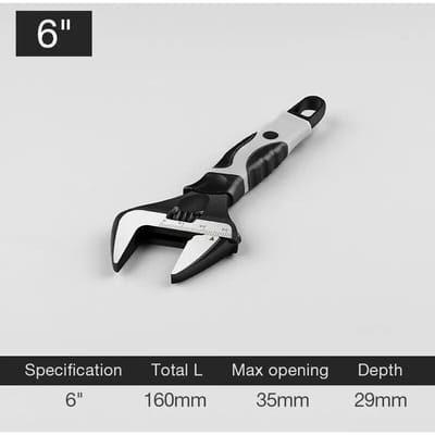 Clé à molette universelle, clé à écrou, clé d'ouverture, outils manuels pour la maison, outil multifonction 6 pouces 8 pouces gray