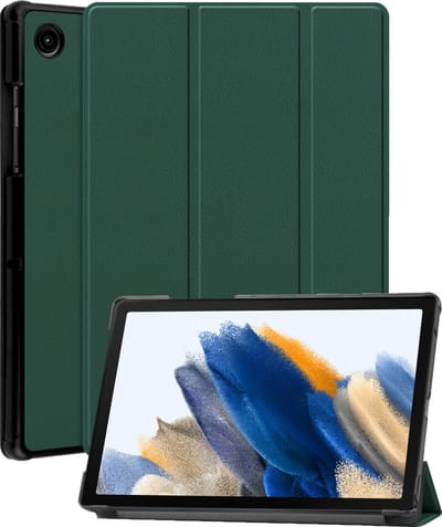 Hoesje - Geschikt voor Samsung Galaxy Tab A8 - Dun & Stevig - Hardcover Book Case - Trifold Bookcase Hoes - Hard Cover - Tablethoes - Donkergroen