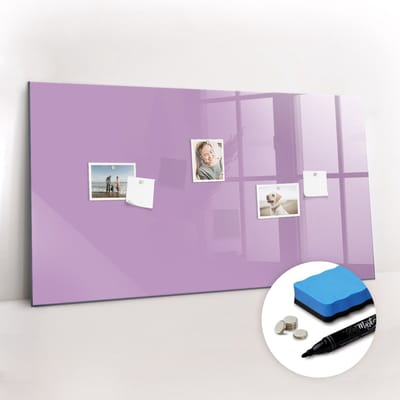 Tulup Whitebord - Kleur Lila Magneetbord - 120 cm x 60 cm - Magneetbord Keuken - Organizer Muur - Memobord Magnetisch - Organiseer Je Bureau - Gratis 5 Sterke Magneten + Whiteboard Marker & Wisser - Magneetbord Design - Memo Magneetbord