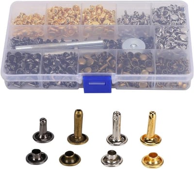 480 Sets Dubbele Dop Klinknagels - Metalen Studs voor Leer en Ambachten