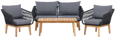 Svea - Helena loungeset - acacia/zwart/grijs