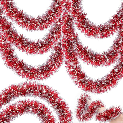 QTTVBTNA - 1 stuk 5 Meter Kerst Guirlande - Dikke Wijnrode Kerst Slingers - Metallic Kerst Decoratie voor Binnen - Feestelijke Kerstboom Versiering voor Feest en Woonkamer