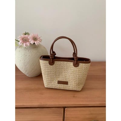 Zomervakantie Strand Stro Geweven Tas Handtas Crossbody Tas Nieuwe Stijl Modieuze Touw Geknoopte Groentemand Tas Geweven Tas gray