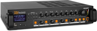 100V versterker - Power Dynamics PDV240MP3 4-zone versterker voor 100V (omroep) systemen met o.a Bluetooth, radio en mp3 speler