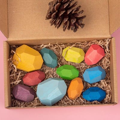 10 STKS Stapelen Gebouw Balansblok Houten Stapelblok Open denken Educatief Montessori Speelgoed Spanje Magazijn MYY 11PCS COLORS Beech
