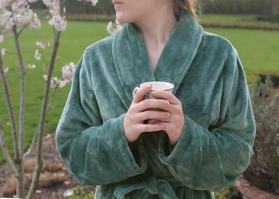 Grand Luxe - Badjas - Fleece - Atlantic - maat M/L