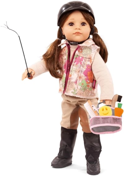 Gotz pop [3 jaar +] Hannah donker haar - pop met hard lijf - Paardenoutfit - 50 cm