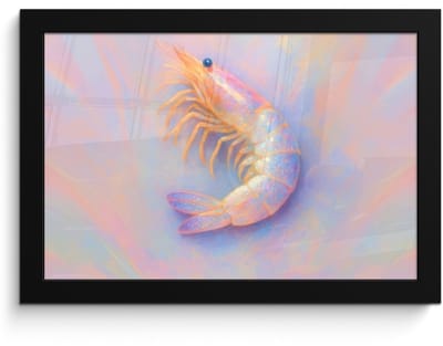 Poster in lijst - Fotolijst 30x20 cm - Posters - Garnaal - Subtiele structuur - Blauw - Roze - Posterlijst zwart - Decoratie - Wanddecoratie woonkamer - Muurdecoratie slaapkamer