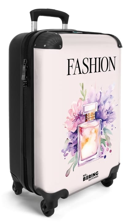 NoBoringSuitcases.com® - Handbagage koffer lichtgewicht - Reiskoffer trolley - Fashion - Lichtroze met bloemenparfum - Rolkoffer met wieltjes - Travel suitcase cabin - Reistrolley met TSA slot - Past binnen 55x40x20 en 55x35x25 - Kleine valiezen