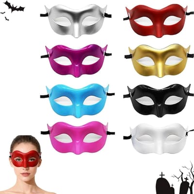 8 Stuks Venetiaanse Maskers voor Mannen met Elastische Band voor Carnaval, Halloween en Feestelijkheden