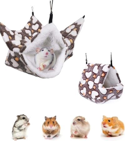 2pcs Small Pet Hammock - Guinea Pig Cage Accessories - Kleine Dieren Hangmat - Dubbele Laag Hamster Schommel Bed - Fretten